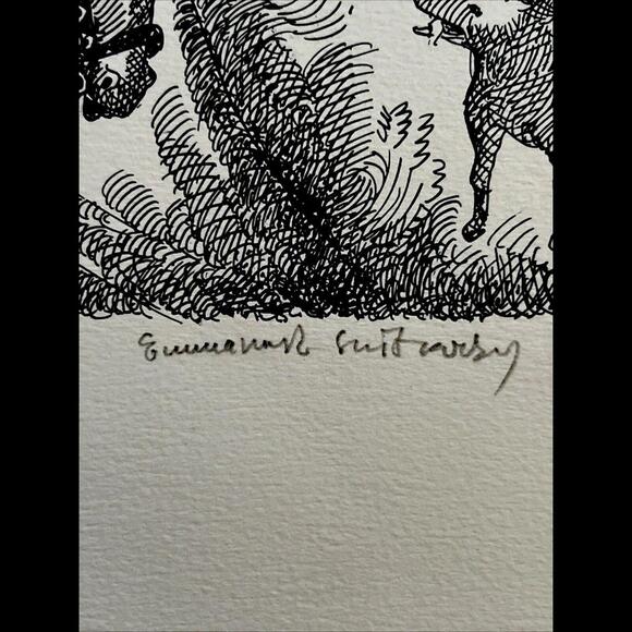 EMMANUAL SNITKOVSKY INK ON PAPER JEWISH ART NUMBERED AND SIGNED MINT COND 1970S - Picture 4 of 13
